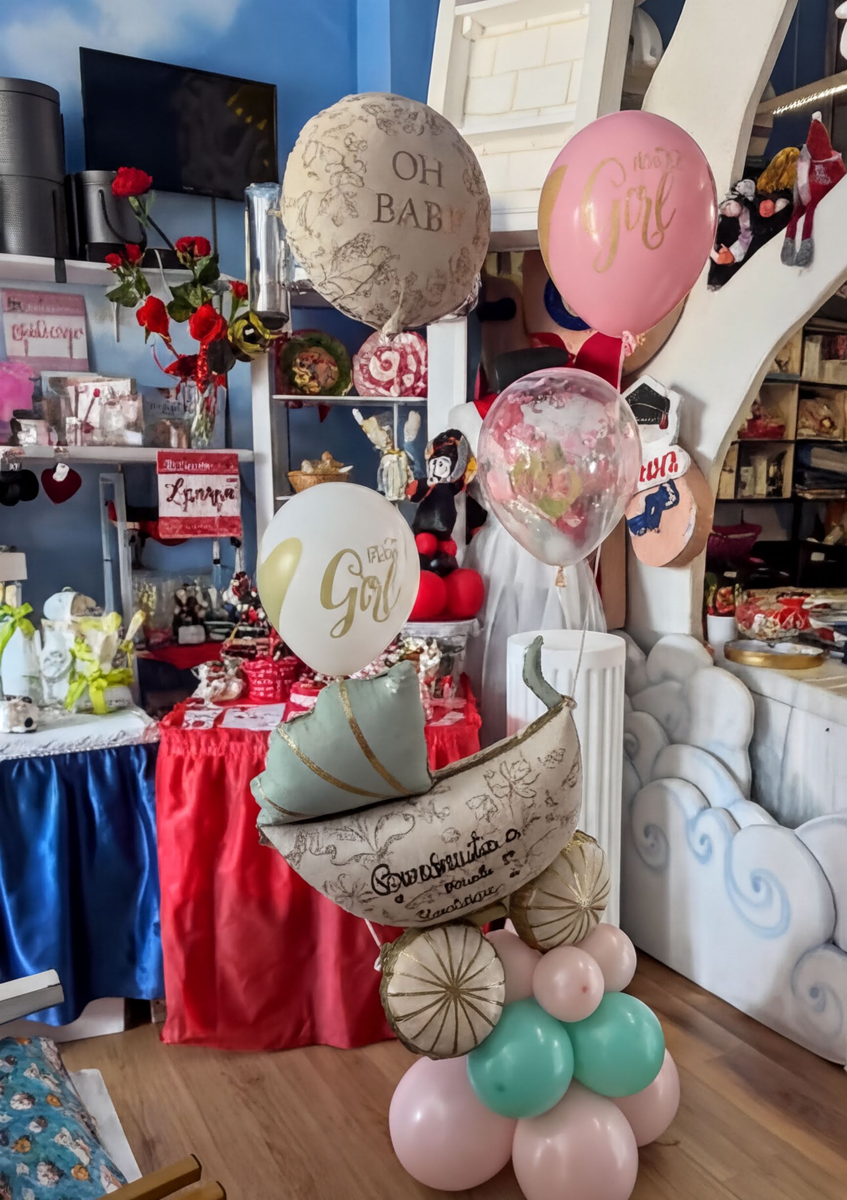 Allestimento baby shower con palloncini, Giggiolandia